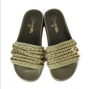 CHANEL chain sandals / slides — AUTHENTIC